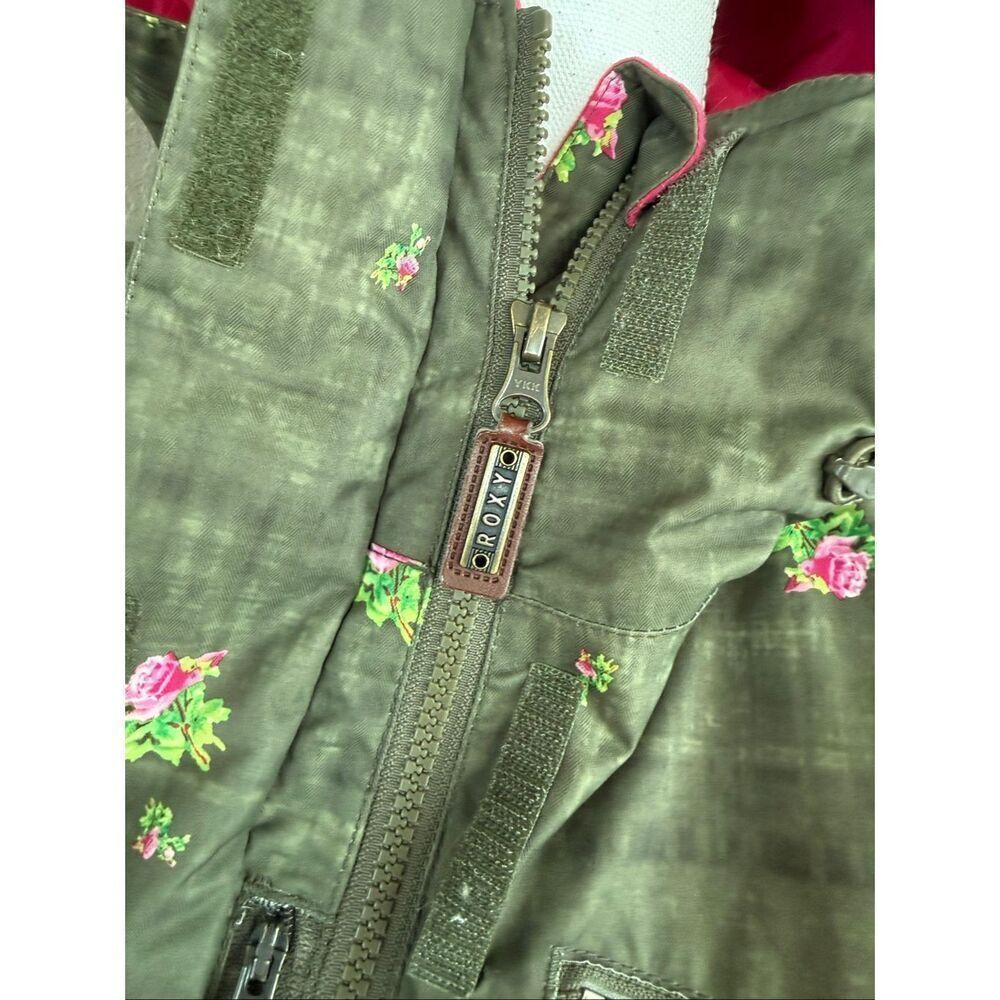 Roxy Green Rose Ski Snowboard Jacket XS Long Slim Coat - Picture 7 of 8